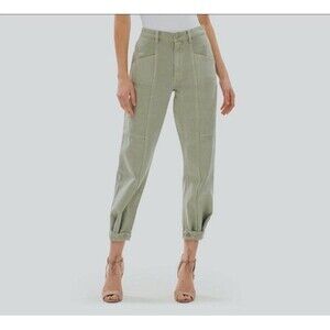 Blue Revival Women's Green Tyra Ankle-Snap Utility Pants Size 26 NWOT
